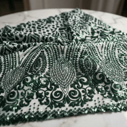 Geometric Diamond Sequin Stretch Mesh Fabric by the Yard 54” Wide – Iridescent 4 Way Stretch Sequin Fabric for Prom Dresses, Gowns & Costumes