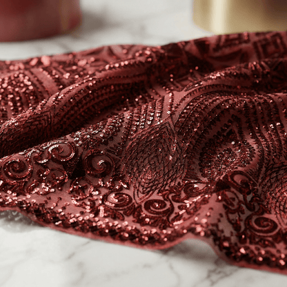 Geometric Diamond Sequin Stretch Mesh Fabric by the Yard 54” Wide – Iridescent 4 Way Stretch Sequin Fabric for Prom Dresses, Gowns & Costumes