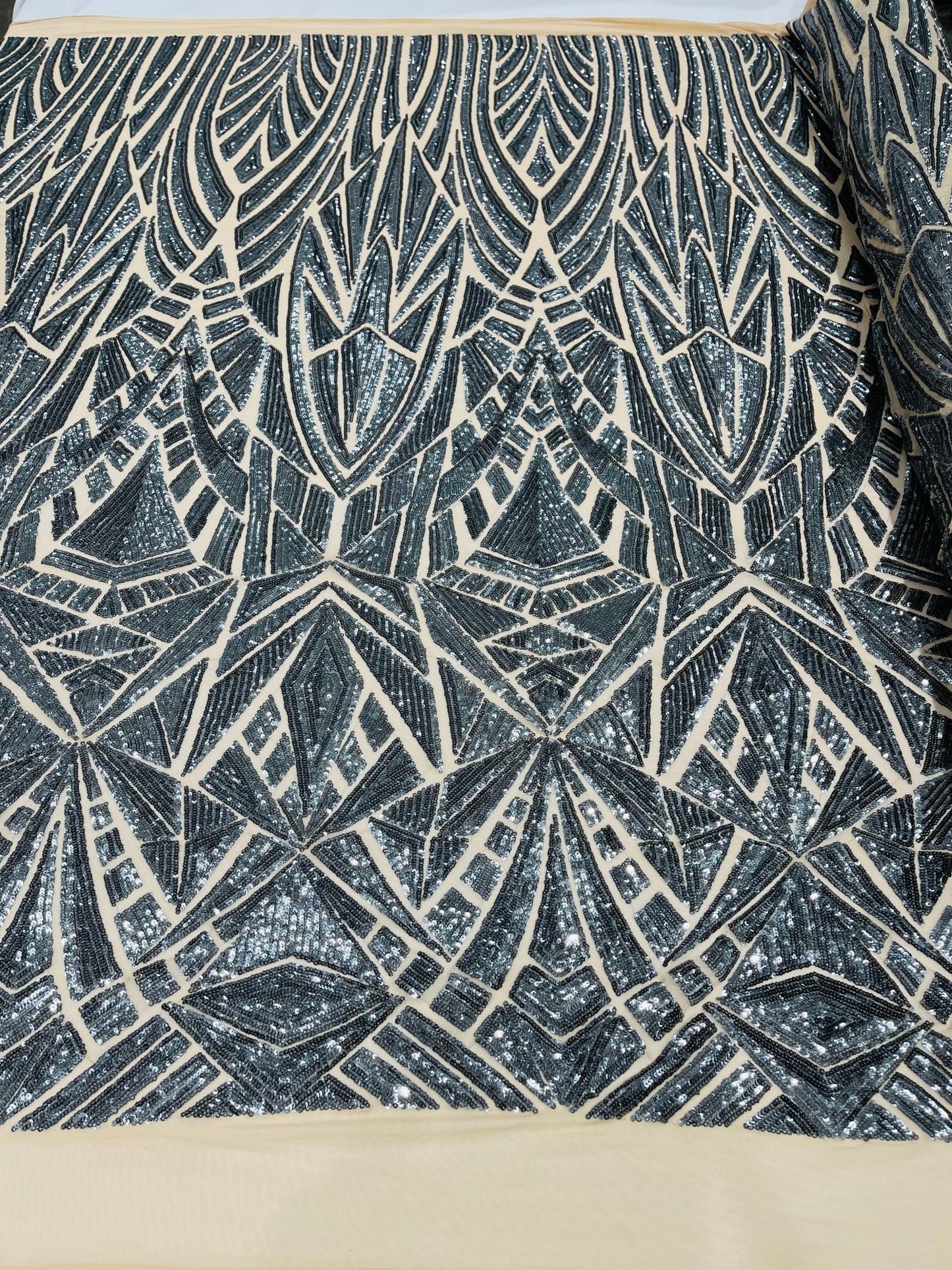 Geometric Sequin Fabric 54” Wide| New Creations Fabric & Foam Inc.