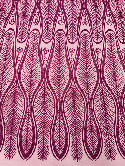 Glitter Feather Design 54" Wide| New Creations Fabric & Foam Inc.
