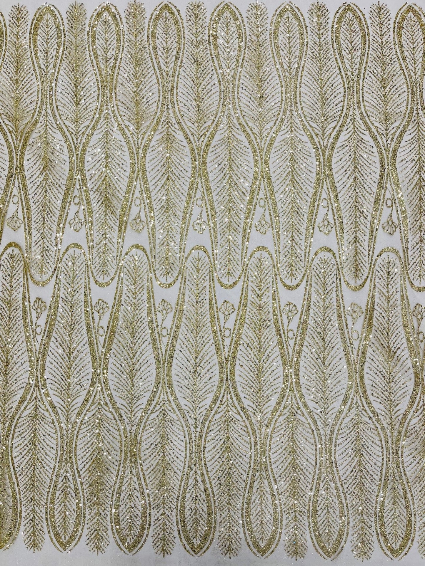 Glitter Feather Design 54" Wide| New Creations Fabric & Foam Inc.