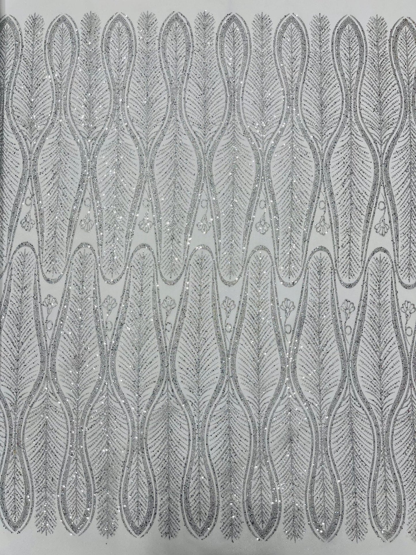 Glitter Feather Design 54" Wide| New Creations Fabric & Foam Inc.