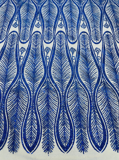 Glitter Feather Design 54" Wide| New Creations Fabric & Foam Inc.