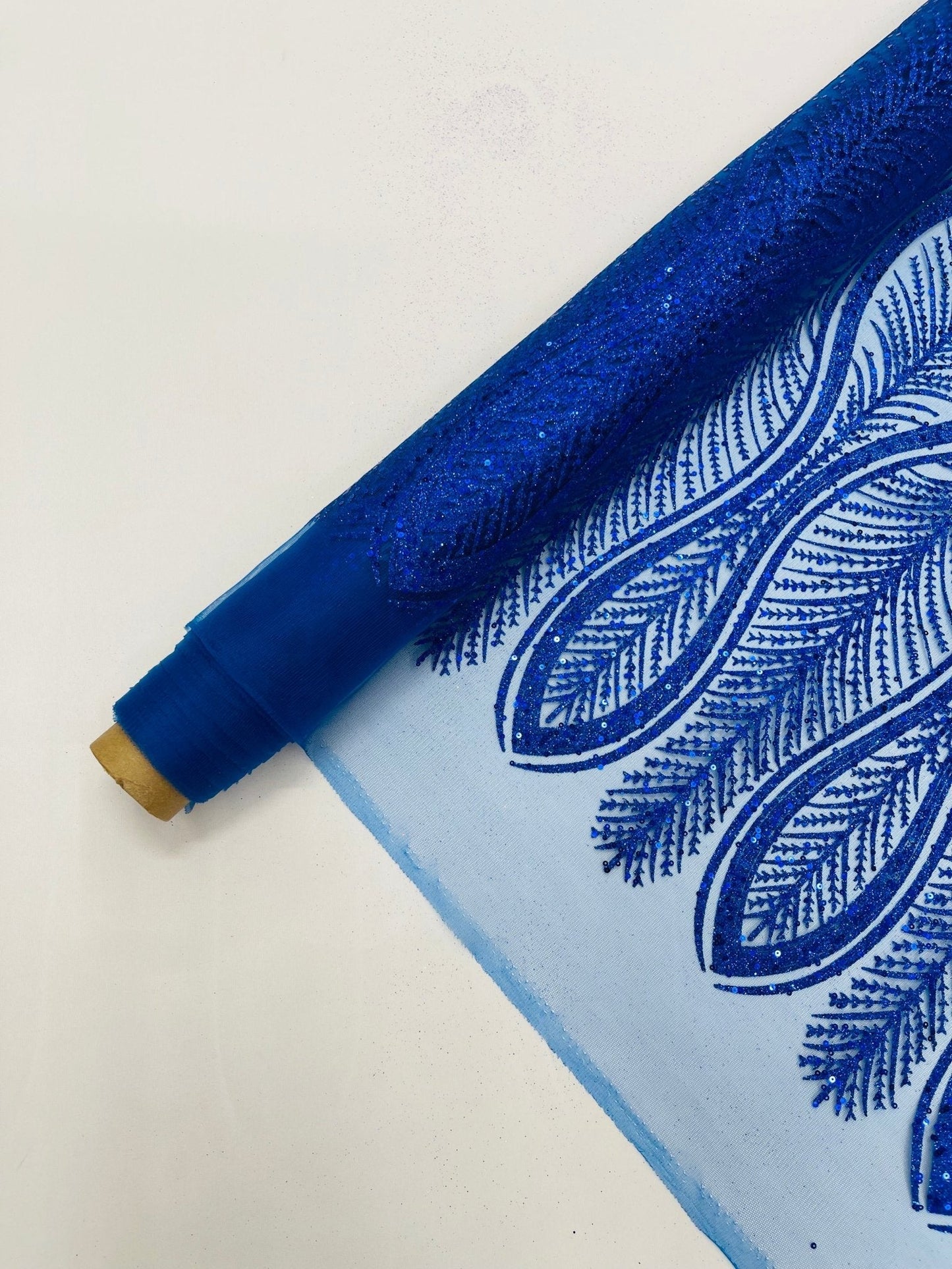 Glitter Feather Design 54" Wide| New Creations Fabric & Foam Inc.