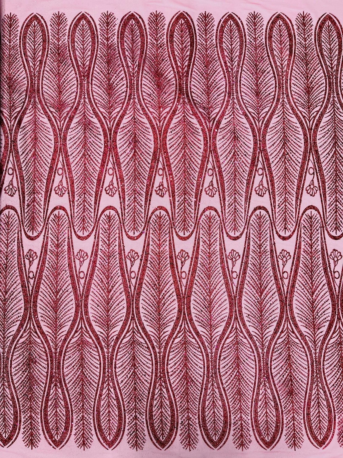 Glitter Feather Design 54" Wide| New Creations Fabric & Foam Inc.