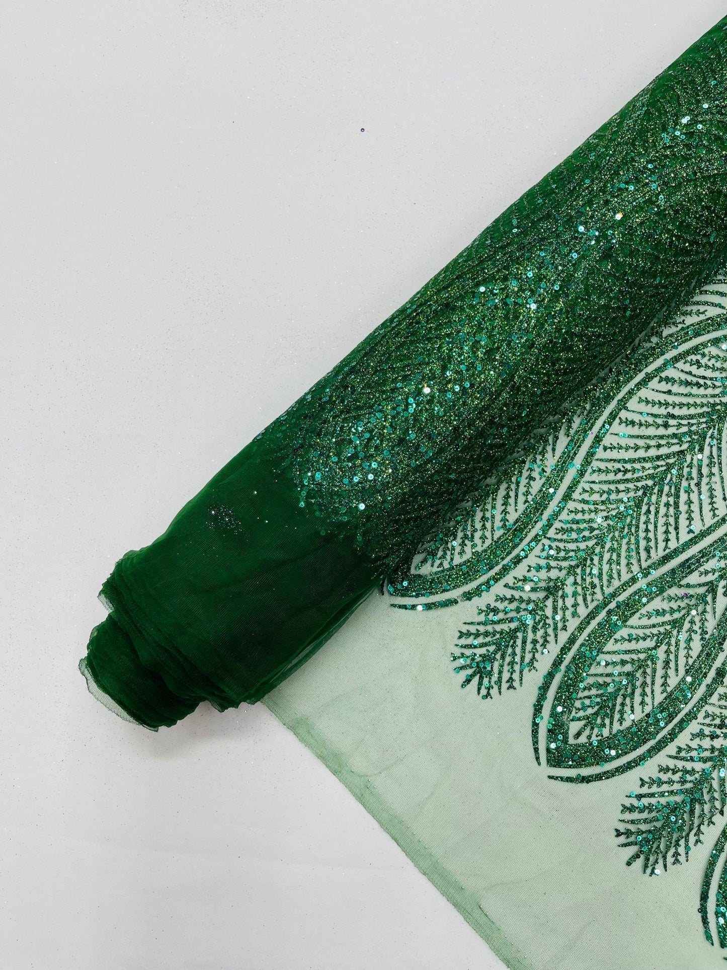 Glitter Feather Design 54" Wide| New Creations Fabric & Foam Inc.