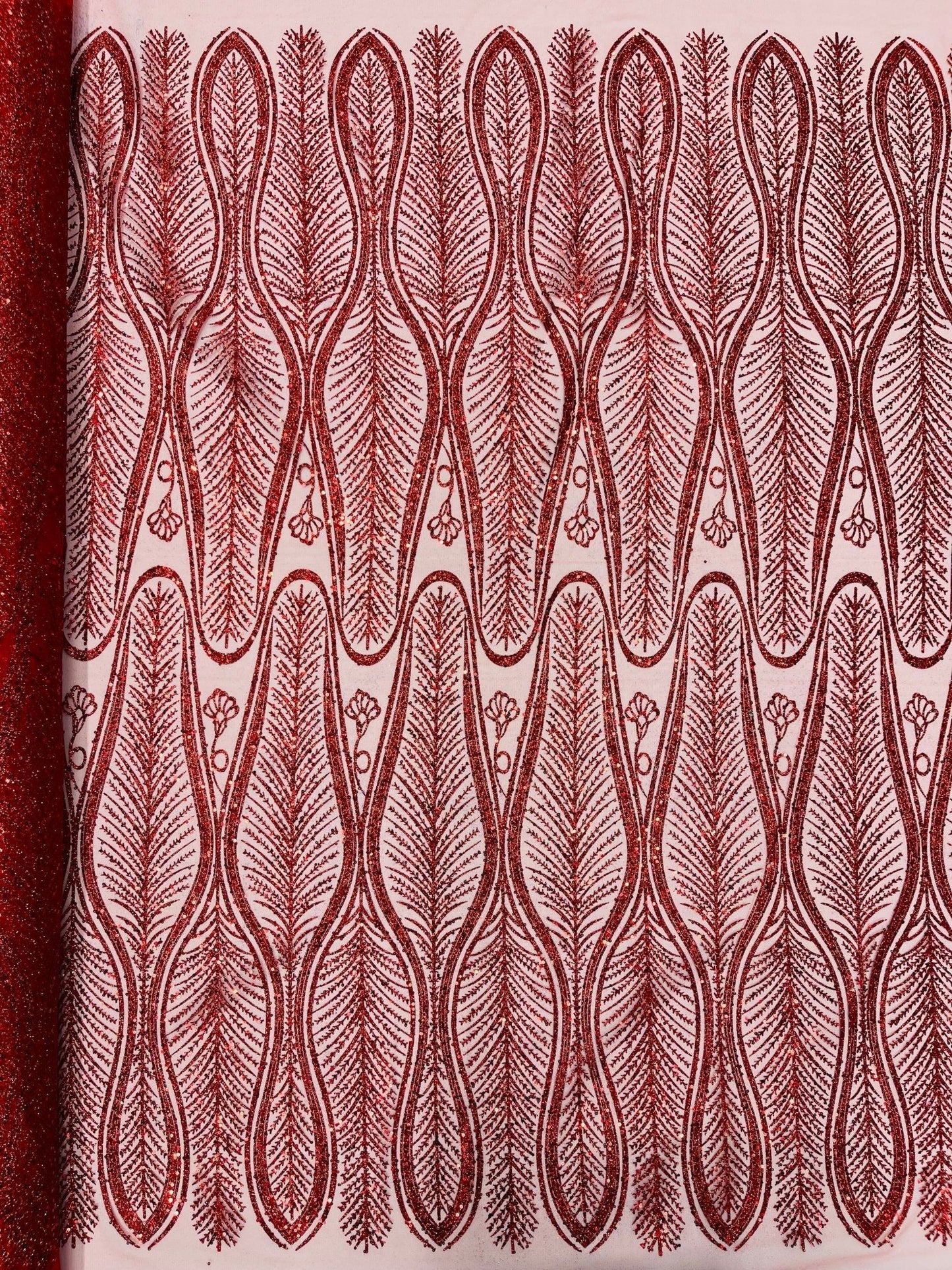 Glitter Feather Design 54" Wide| New Creations Fabric & Foam Inc.