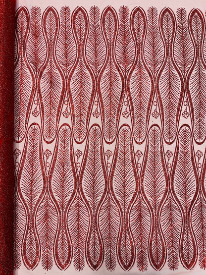 Glitter Feather Design 54" Wide| New Creations Fabric & Foam Inc.