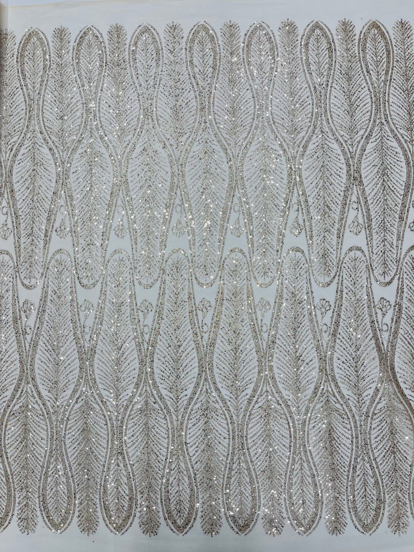 Glitter Feather Design 54" Wide| New Creations Fabric & Foam Inc.