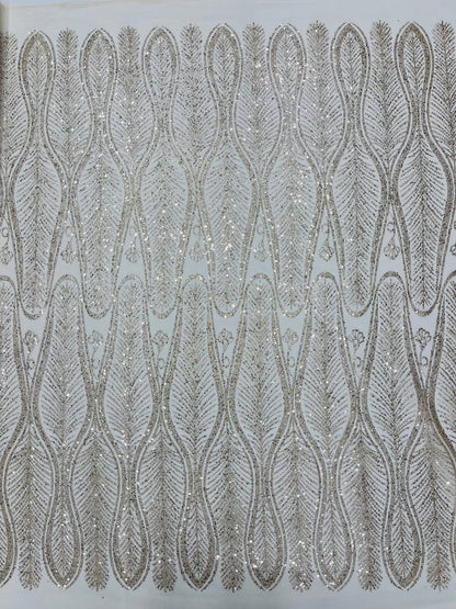 Glitter Feather Design 54" Wide| New Creations Fabric & Foam Inc.