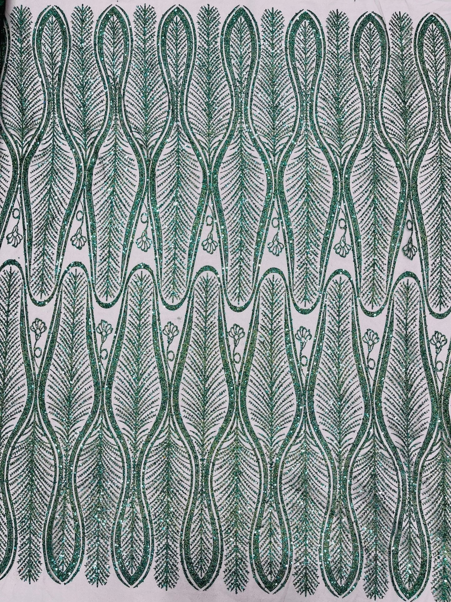 Glitter Feather Design 54" Wide| New Creations Fabric & Foam Inc.