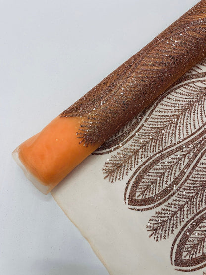 Glitter Feather Design 54" Wide| New Creations Fabric & Foam Inc.