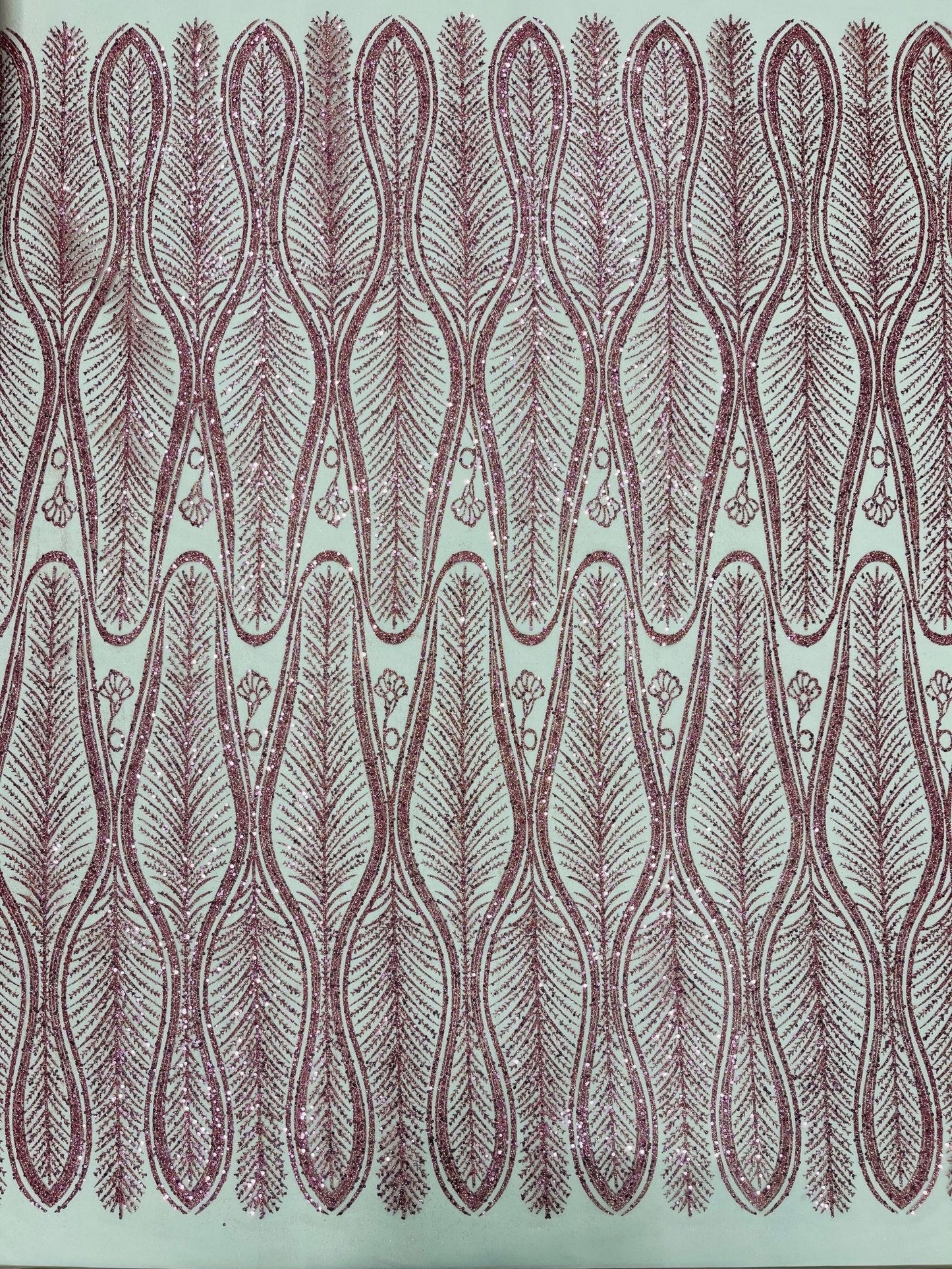 Glitter Feather Design 54" Wide| New Creations Fabric & Foam Inc.
