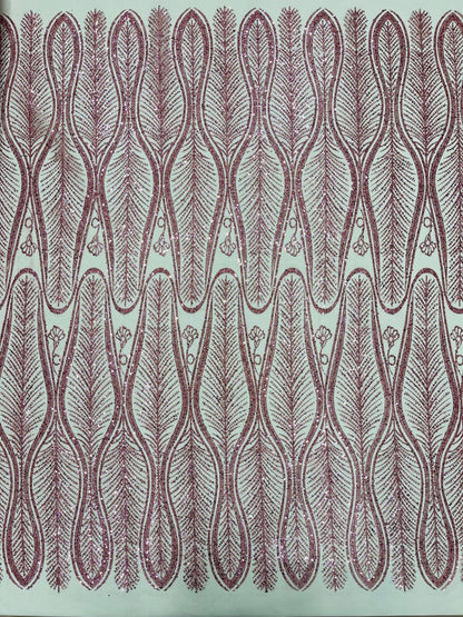 Glitter Feather Design 54" Wide| New Creations Fabric & Foam Inc.