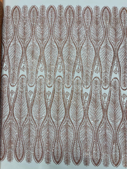 Glitter Feather Design 54" Wide| New Creations Fabric & Foam Inc.