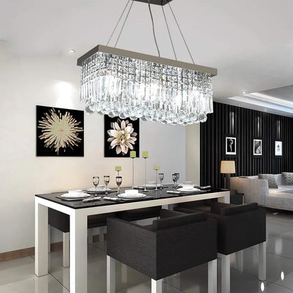 LED Crystal Chandelier Modern Dining Kitchen Hanging Pendant Lamp