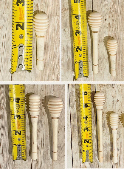 4x Mexican Honey Wood Stirrers 4 Different Sizes 4 Mieleros Mexicanos de Madera 4 Diferente Tamaños