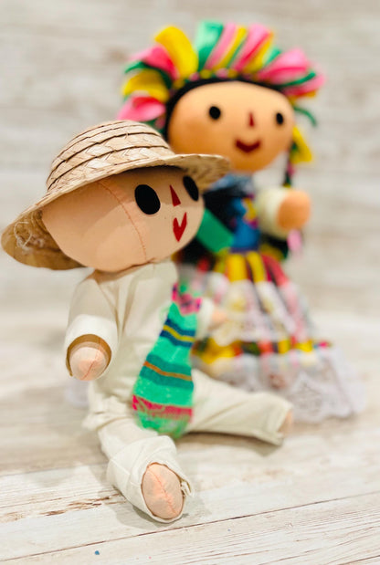 2 Set Rag Mexican Couple Lele Dolls 12 Inches Pareja de Leles Muñecas Artesanales Mexicanas 12 Pulgadas