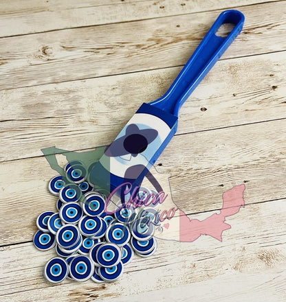 Fichero con Pala Magnetica Y 50 Fichas De Mal De Ojo Guardar Fichas Y Monedas Evil Eye Magnetic Wand, Chips and Plastic Container