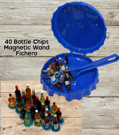 40 Fichas de Resina para Bingo y Pala Magnetica con Fichero de Plastico 40 Resin Chips with Magnetic Wand & Plastic Container