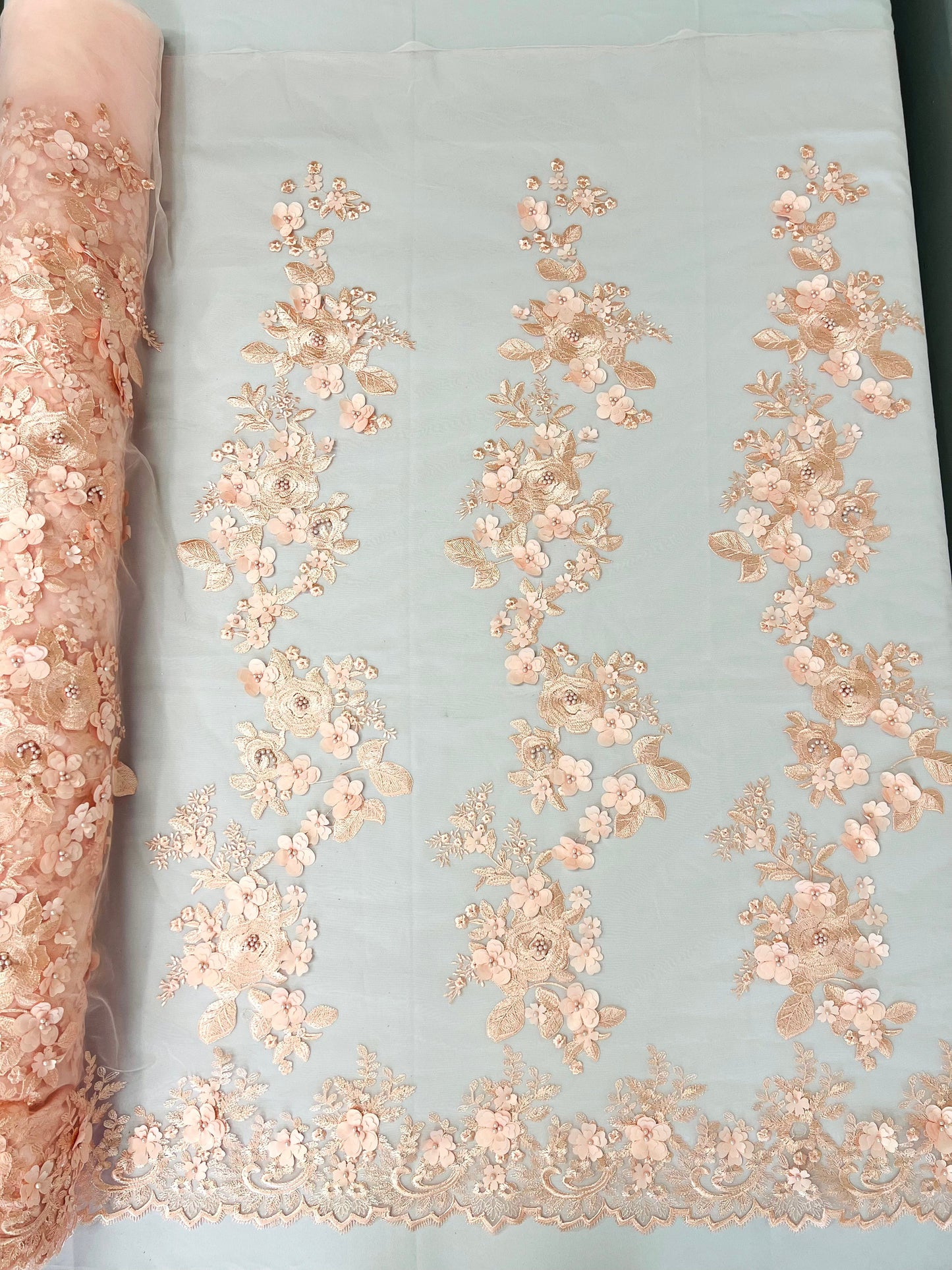 Scarlet 3d Floral Design Lace 54" Wide| New Creations Fabric & Foam Inc.