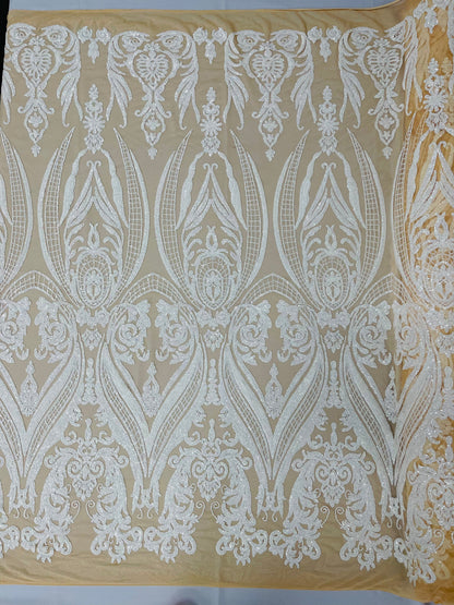 Big Sequin Damask Fabric 54” Wide| New Creations Fabric & Foam Inc.