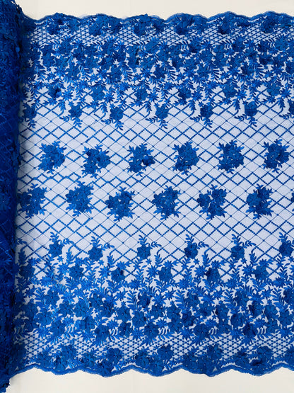 Lia 3d Floral Design Lace 54" Wide| New Creations Fabric & Foam Inc.