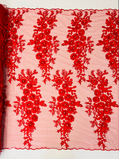 Rosa 3d Floral Design With Rhinestones 54" Wide| New Creations Fabric & Foam Inc.