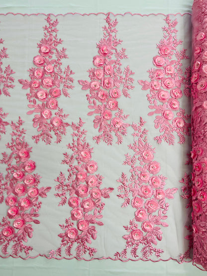 Rosa 3d Floral Design With Rhinestones 54" Wide| New Creations Fabric & Foam Inc.