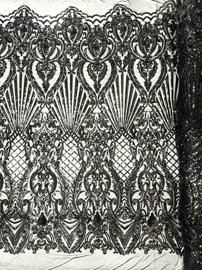 Sea Shell Sequin Damask Fabric 54” Wide| New Creations Fabric & Foam Inc.