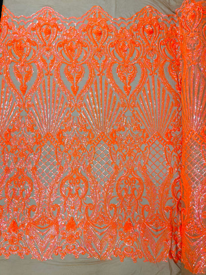 Sea Shell Sequin Damask Fabric 54” Wide| New Creations Fabric & Foam Inc.