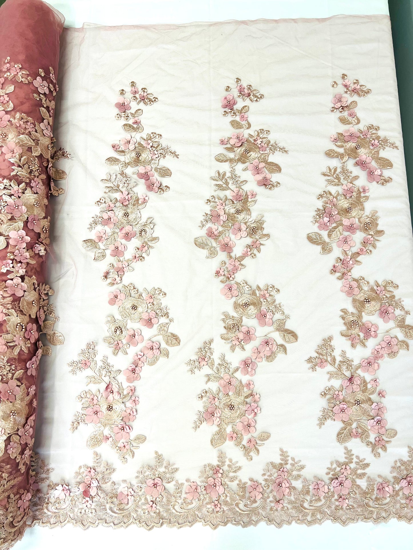 Scarlet 3d Floral Design Lace 54" Wide| New Creations Fabric & Foam Inc.