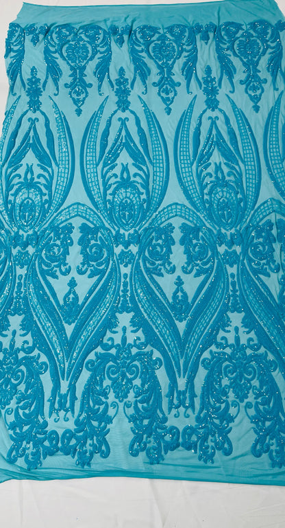 Big Sequin Damask Fabric 54” Wide| New Creations Fabric & Foam Inc.