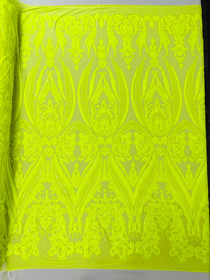 Big Sequin Damask Fabric 54” Wide| New Creations Fabric & Foam Inc.