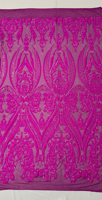 Big Sequin Damask Fabric 54” Wide| New Creations Fabric & Foam Inc.