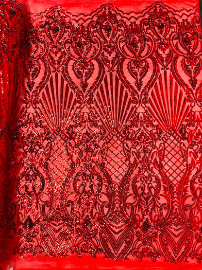 Sea Shell Sequin Damask Fabric 54” Wide| New Creations Fabric & Foam Inc.