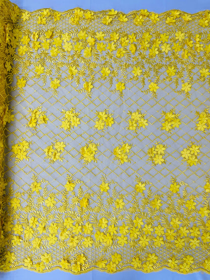 Lia 3d Floral Design Lace 54" Wide| New Creations Fabric & Foam Inc.