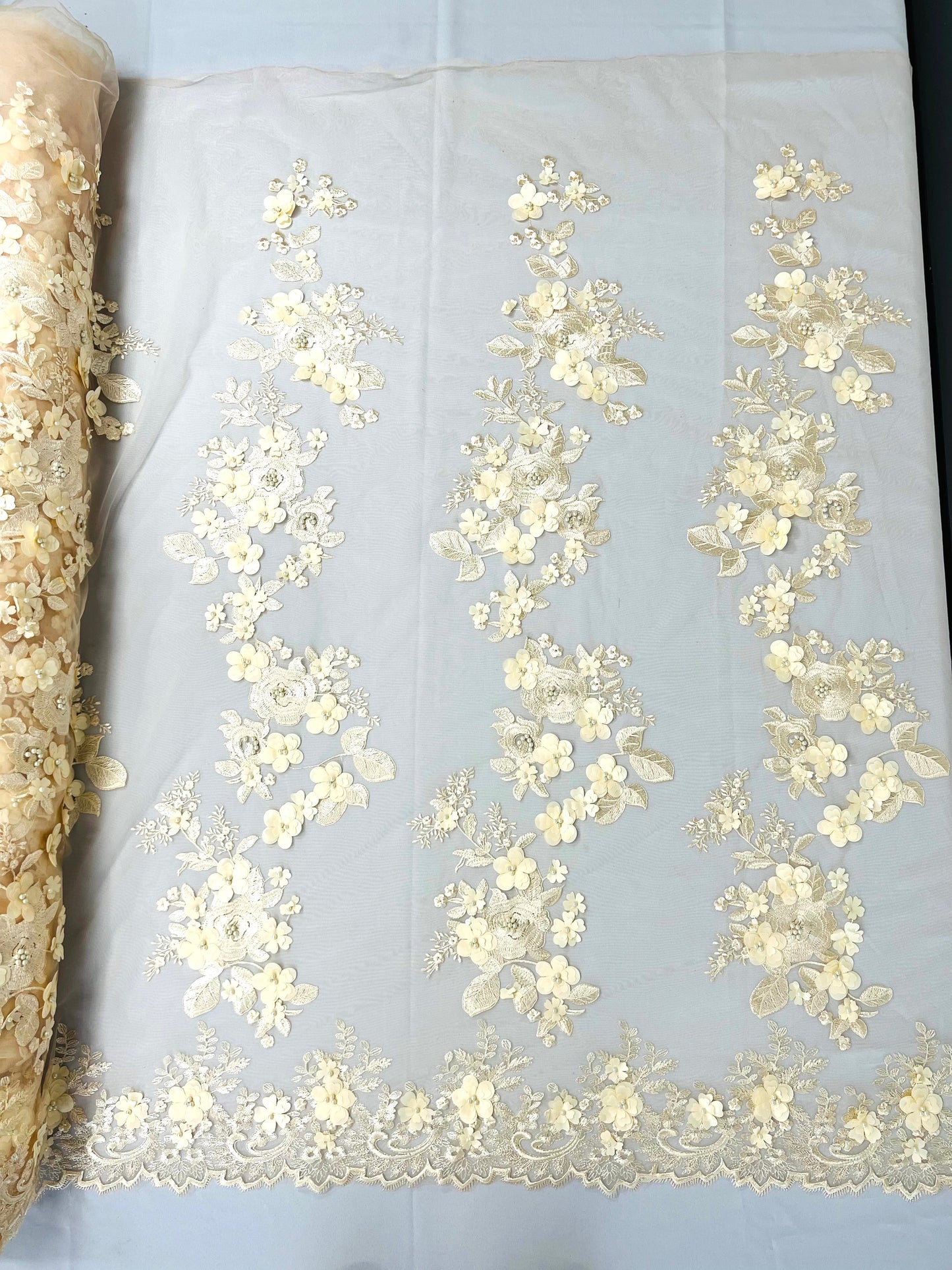 Scarlet 3d Floral Design Lace 54" Wide| New Creations Fabric & Foam Inc.
