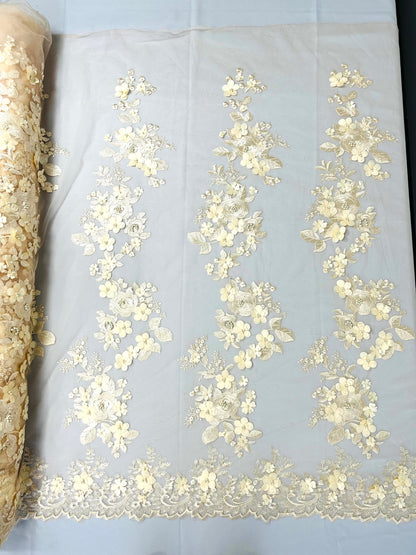 Scarlet 3d Floral Design Lace 54" Wide| New Creations Fabric & Foam Inc.