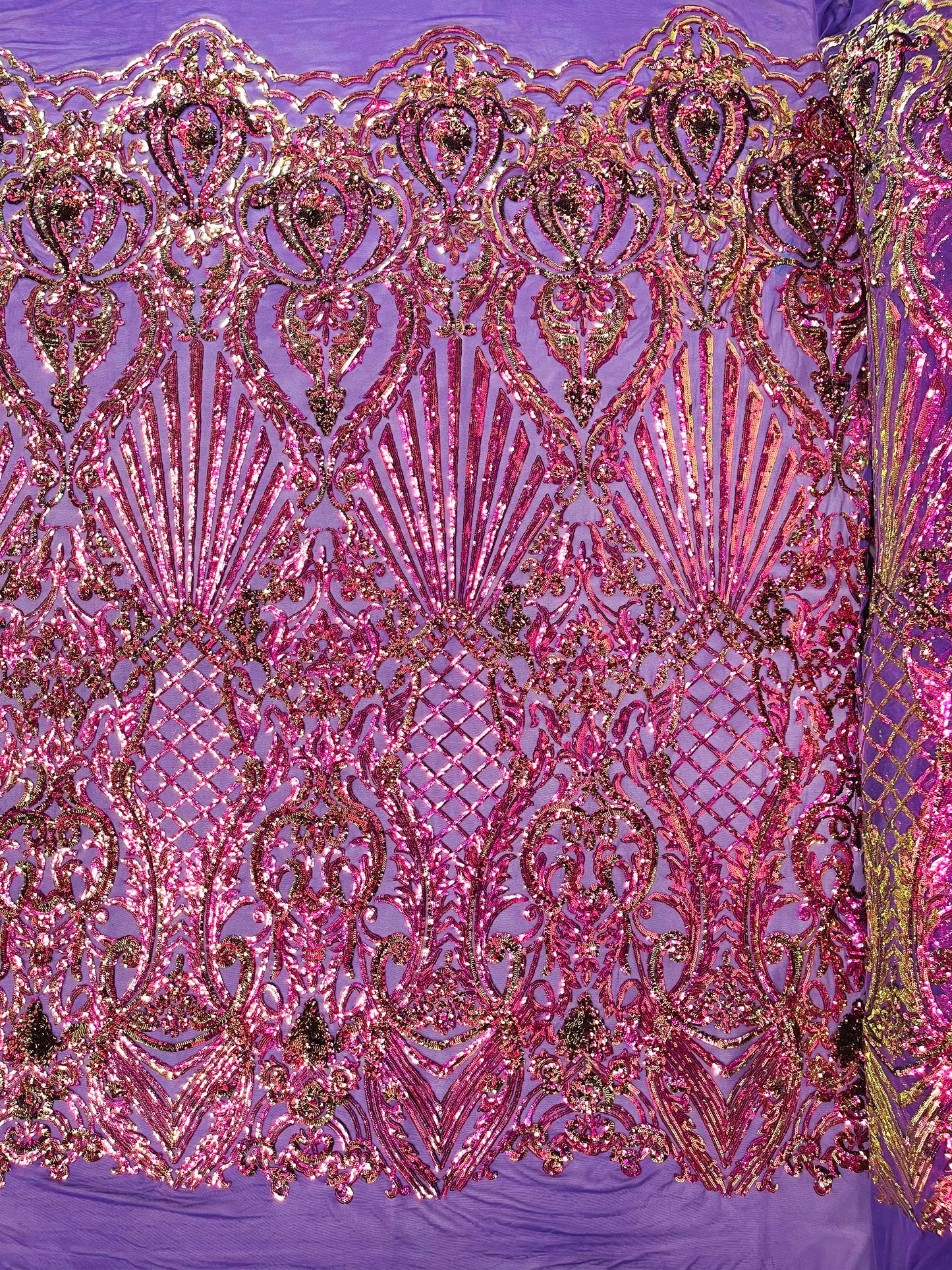 Sea Shell Sequin Damask Fabric 54” Wide| New Creations Fabric & Foam Inc.