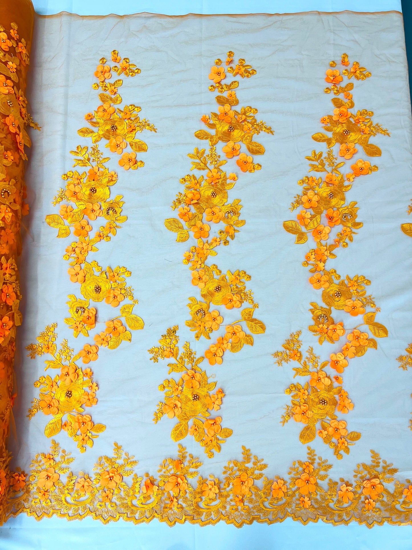 Scarlet 3d Floral Design Lace 54" Wide| New Creations Fabric & Foam Inc.