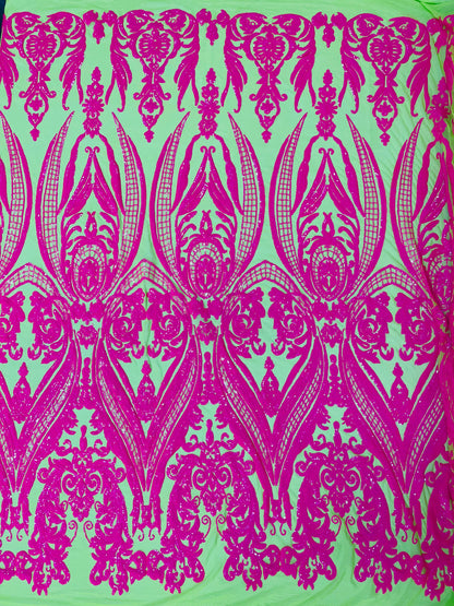 Big Sequin Damask Fabric 54” Wide| New Creations Fabric & Foam Inc.