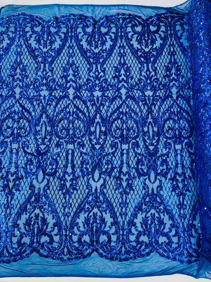 Heart Sequin Damask Fabric 54” Wide| New Creations Fabric & Foam Inc.