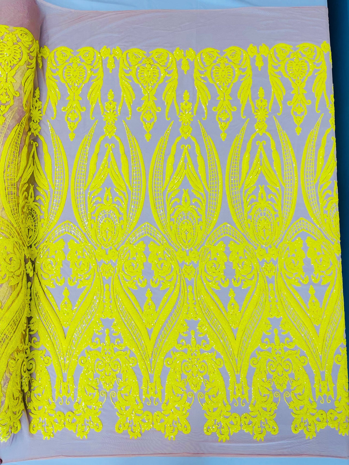 Big Sequin Damask Fabric 54” Wide| New Creations Fabric & Foam Inc.