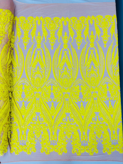 Big Sequin Damask Fabric 54” Wide| New Creations Fabric & Foam Inc.