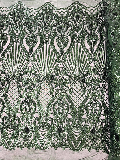 Sea Shell Sequin Damask Fabric 54” Wide| New Creations Fabric & Foam Inc.