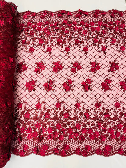 Lia 3d Floral Design Lace 54" Wide| New Creations Fabric & Foam Inc.