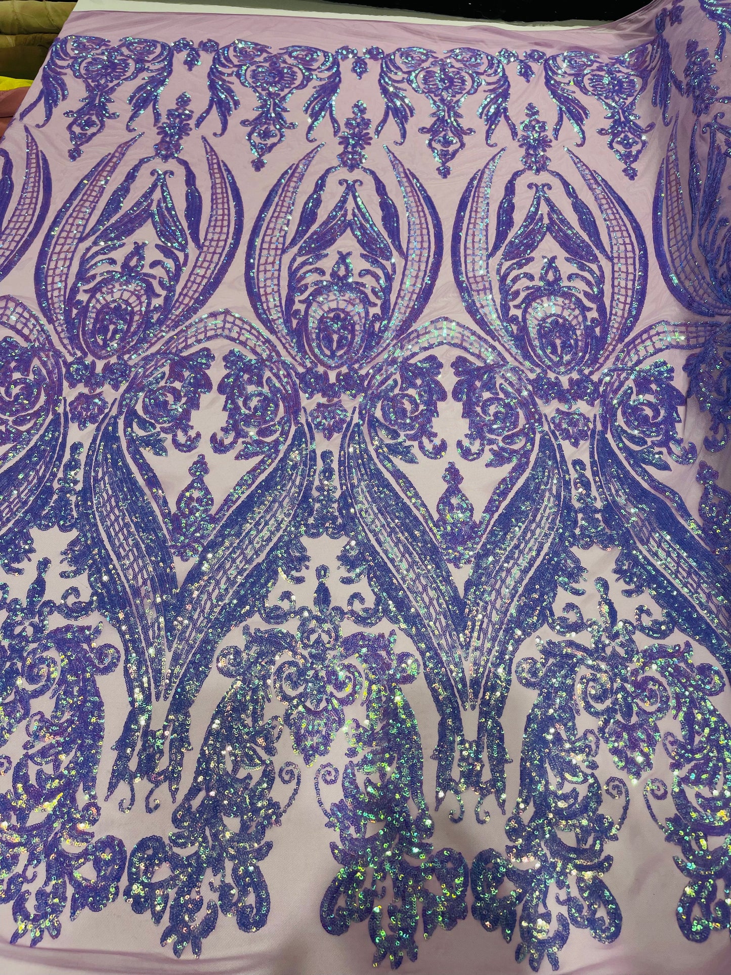 Big Sequin Damask Fabric 54” Wide| New Creations Fabric & Foam Inc.