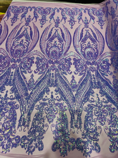 Big Sequin Damask Fabric 54” Wide| New Creations Fabric & Foam Inc.