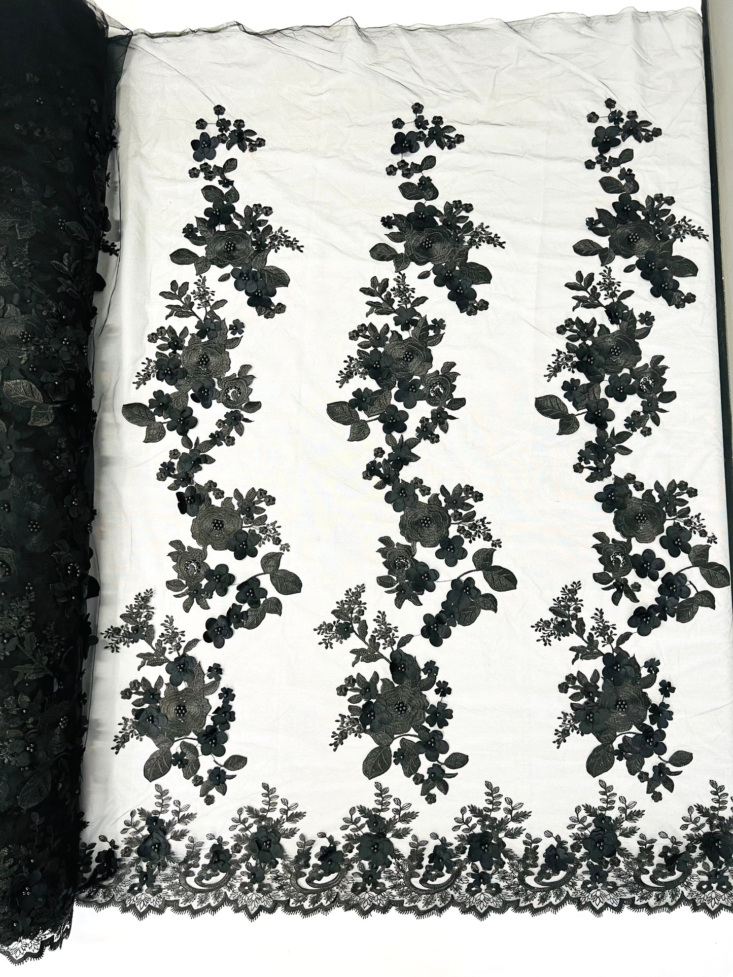 Scarlet 3d Floral Design Lace 54" Wide| New Creations Fabric & Foam Inc.
